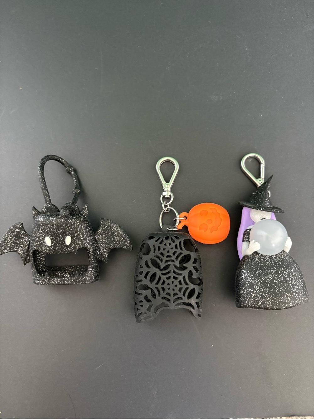 Bath&Body Black Glitter Halloween hand sanitizer Keychain Set of 3